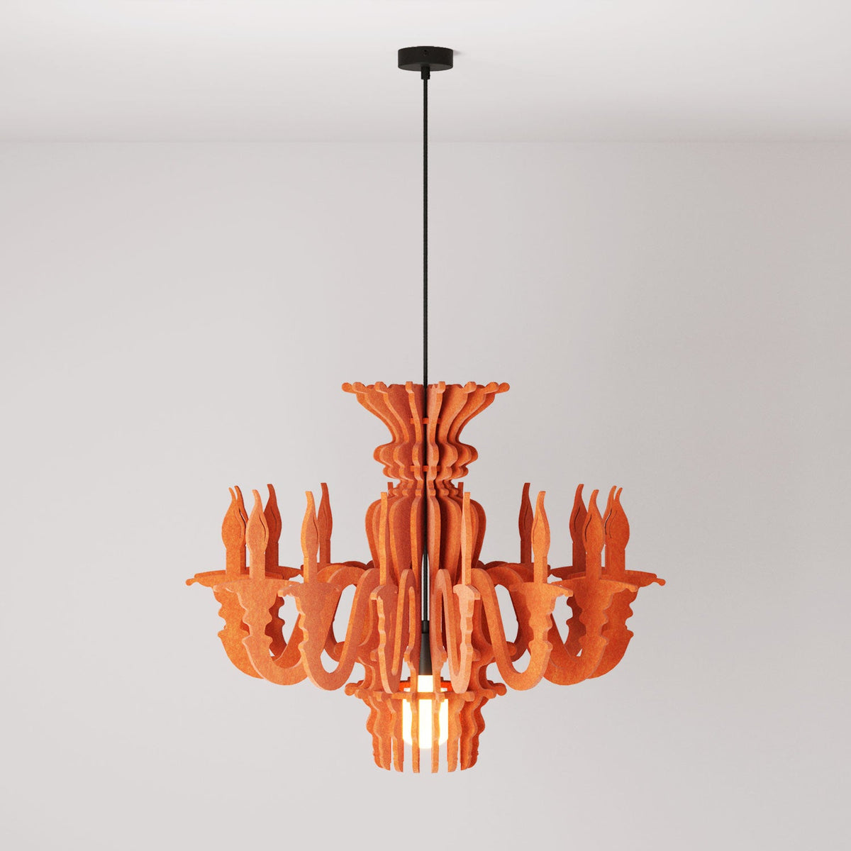 Lampada a sospensione con paralume classico SHHANDELIER in materiale fonoassorbente - Arancione melange