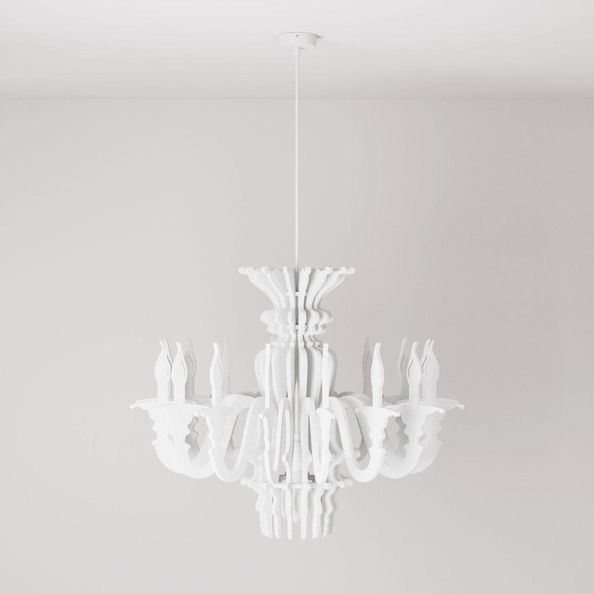 Lampada a sospensione con paralume classico SHHANDELIER in materiale fonoassorbente - Bianco melange