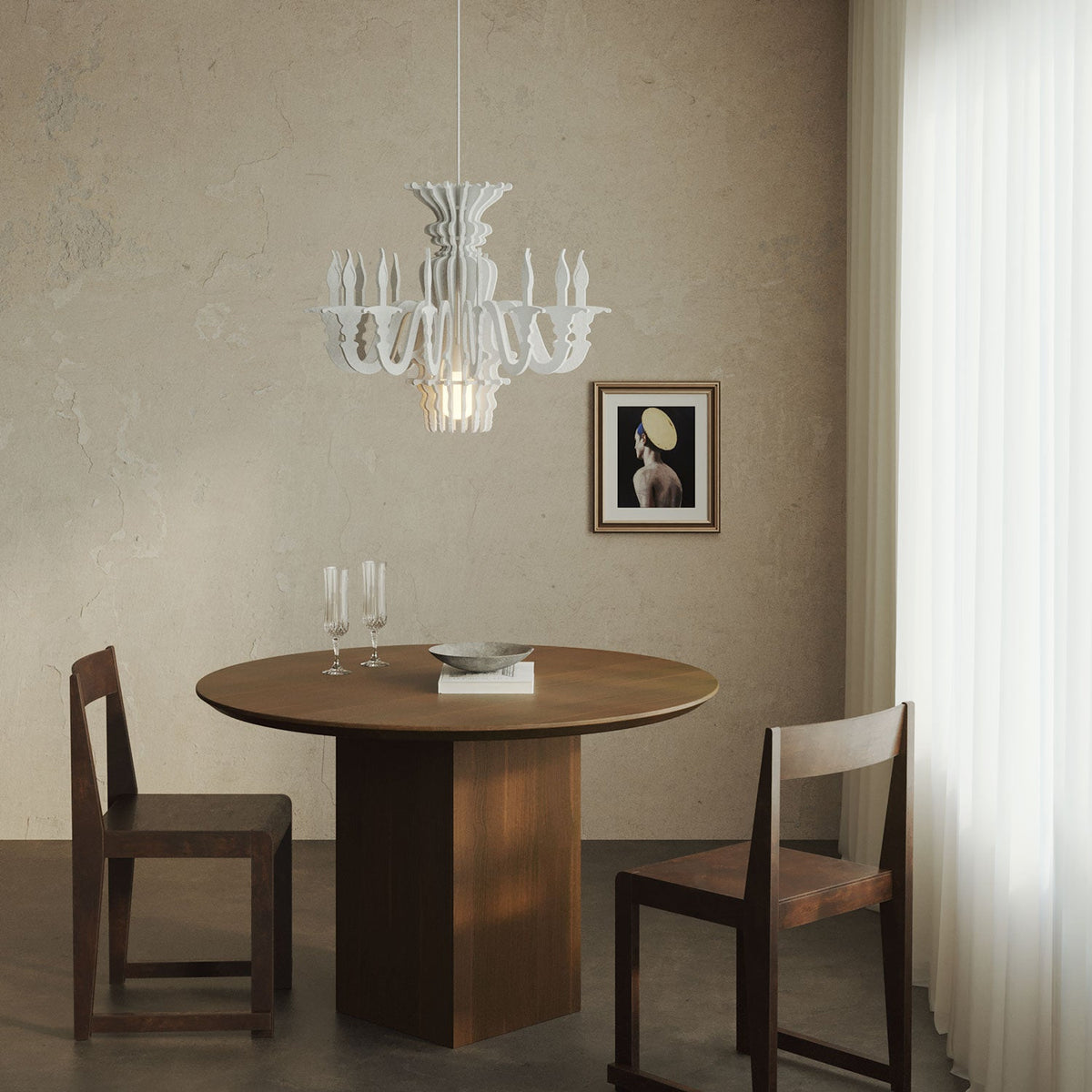 Lampada a sospensione con paralume classico SHHANDELIER in materiale fonoassorbente - Bianco melange