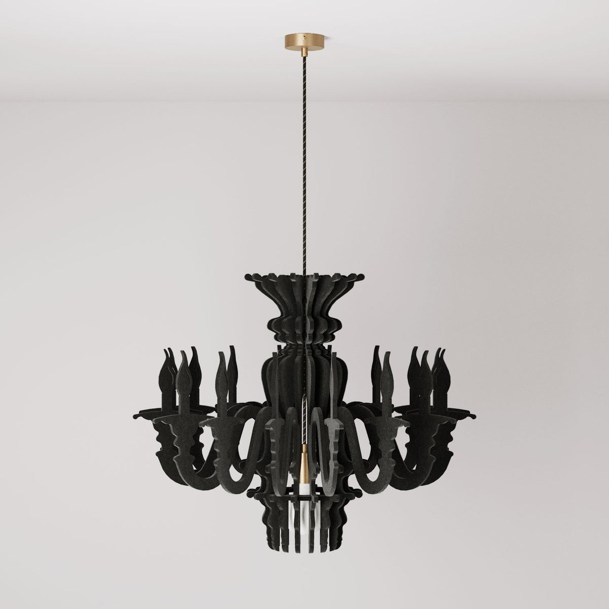 Lampada a sospensione con paralume classico SHHANDELIER in materiale fonoassorbente - Nero melange