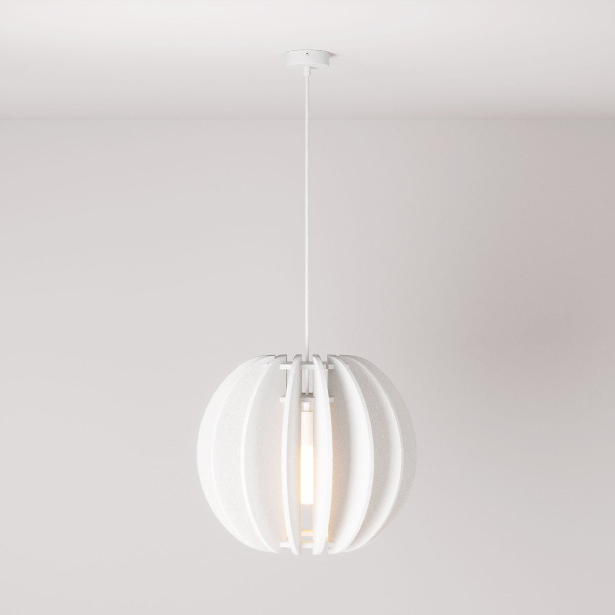 Lampada a sospensione con paralume ellittico LAMPSHHADE in materiale fonoassorbente - Bianco melange