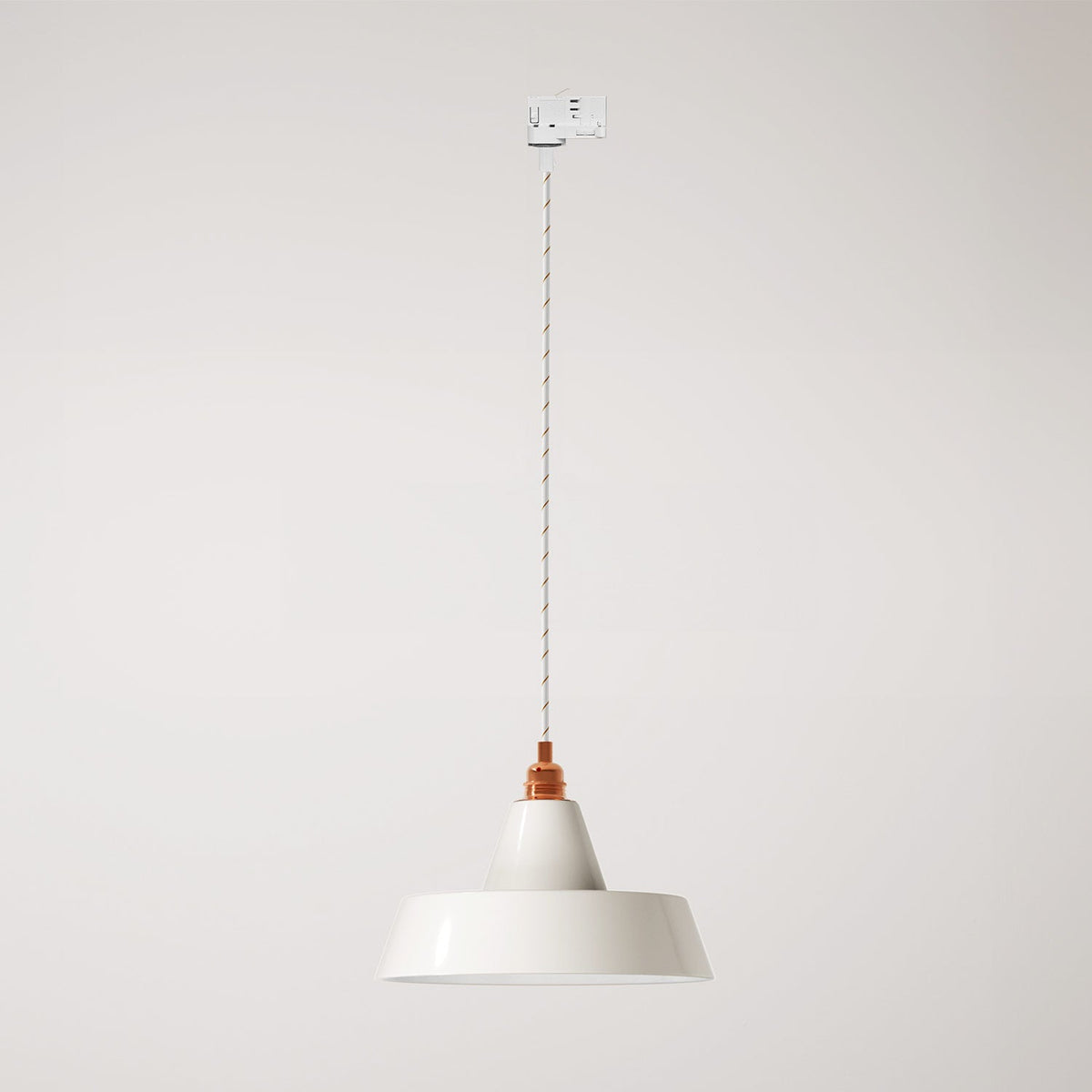 Lampada a sospensione con paralume in ceramica Industriale a binario - Bianco lucido