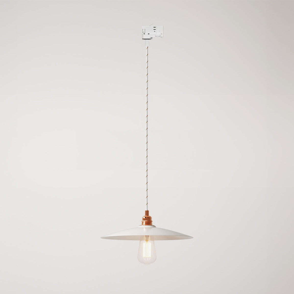 Lampada a sospensione con paralume in ceramica Piatto per binari - Bianco lucido
