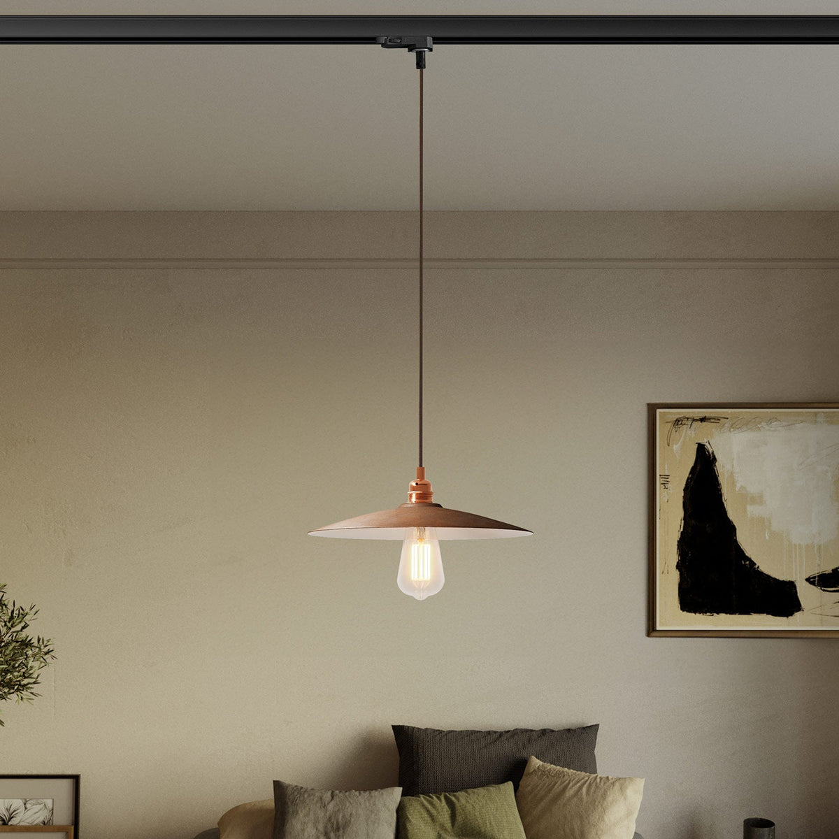Lampada a sospensione con paralume in ceramica Piatto per binari - Effetto corten