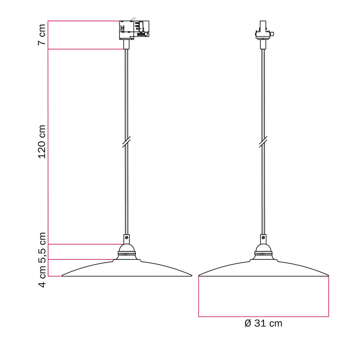 Lampada a sospensione con paralume in ceramica Piatto per binari - Effetto corten