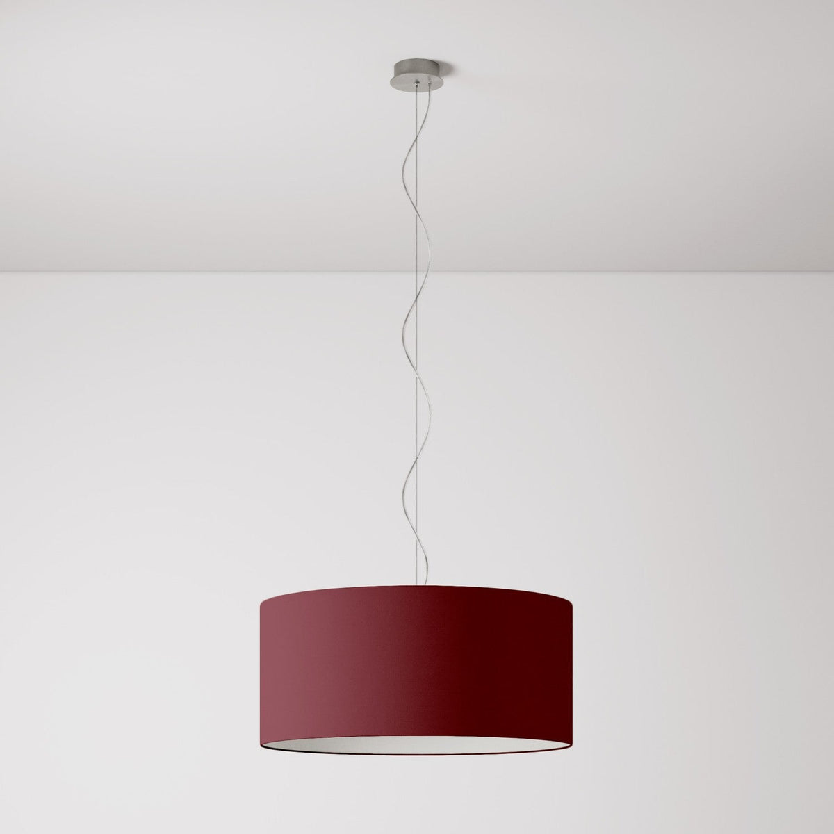 Lampada a sospensione con paralume in tessuto Cilindro Large - Made in Italy - Arenal Bordeaux No