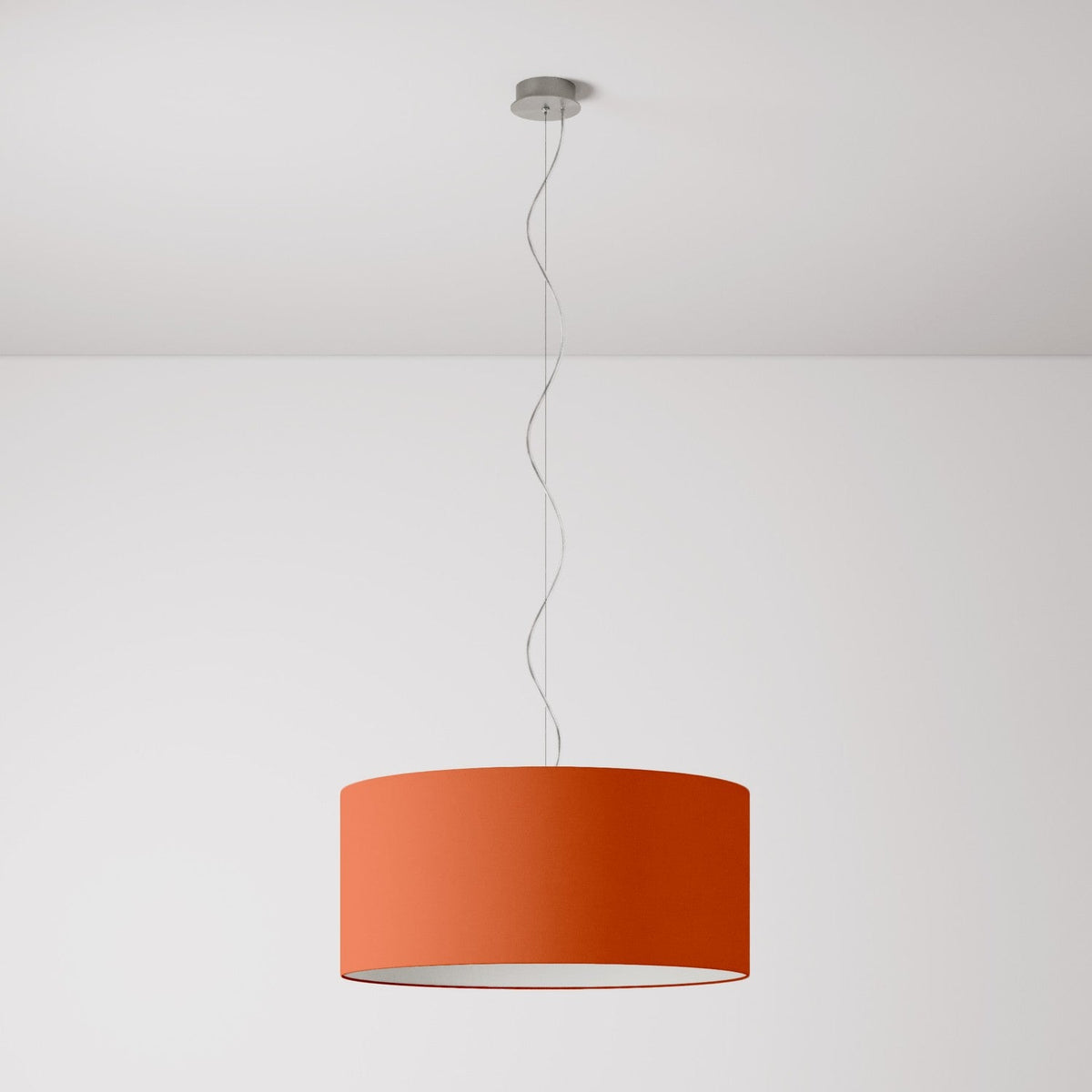 Lampada a sospensione con paralume in tessuto Cilindro Large - Made in Italy - Cinette Aragosta No
