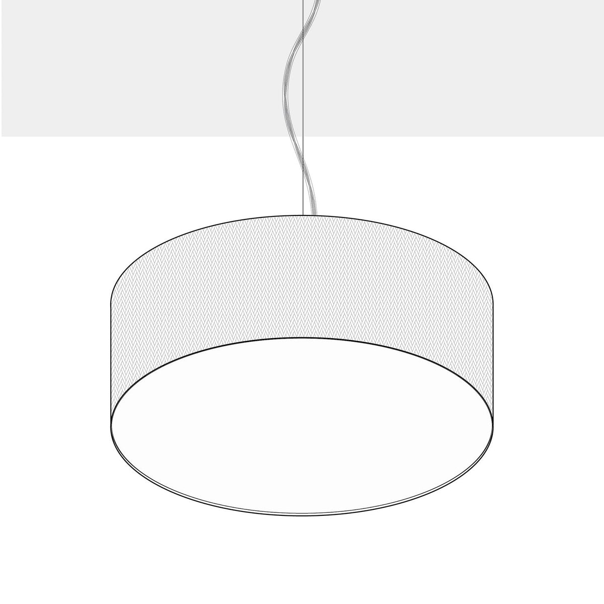 Lampada a sospensione con paralume in tessuto Cilindro Large - Made in Italy - Lana Grigio Chiaro Si