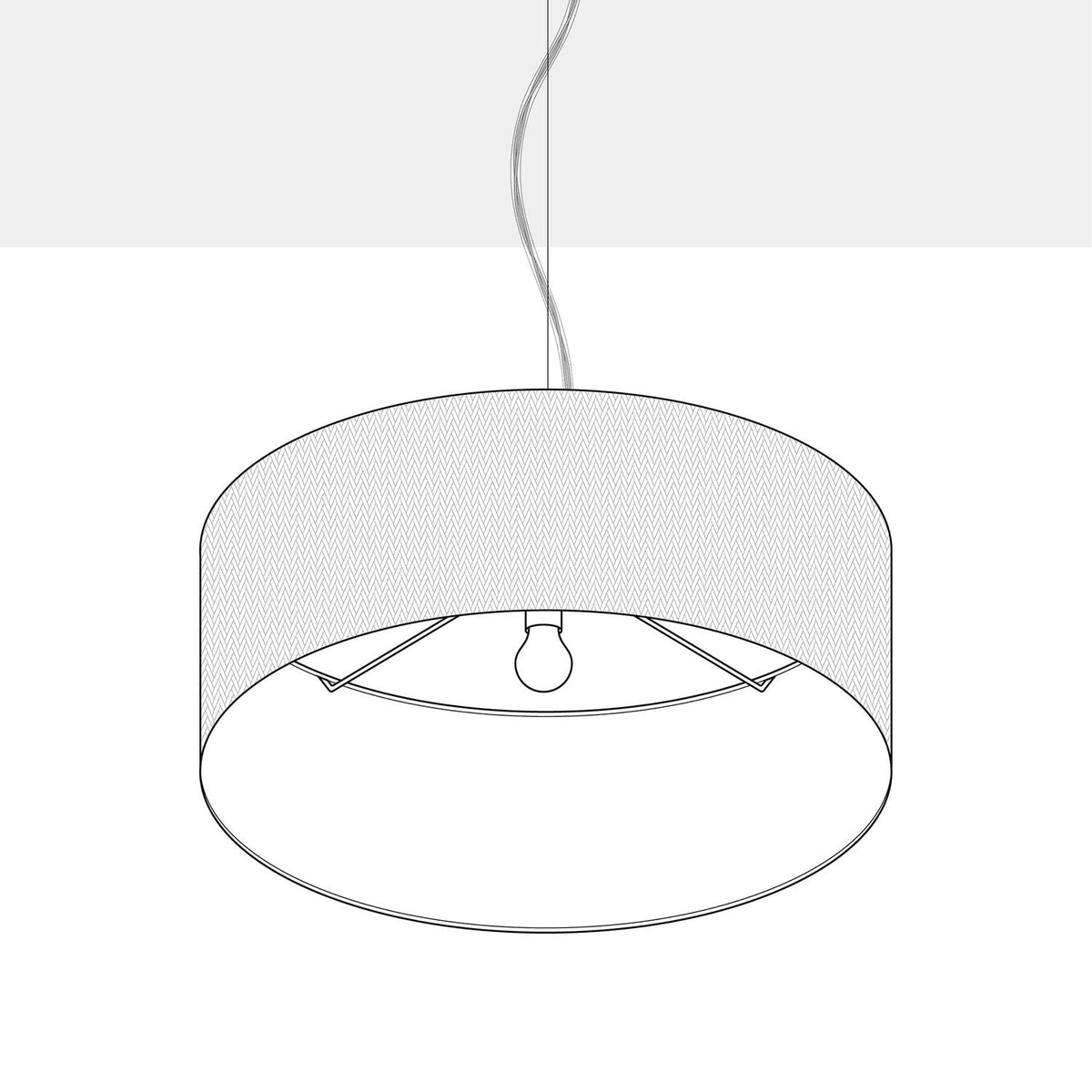 Lampada a sospensione con paralume in tessuto Cilindro Large - Made in Italy - Lana Grigio Chiaro No