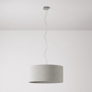 Lampada a sospensione con paralume in tessuto Cilindro Large - Made in Italy - Lana Grigio Chiaro No