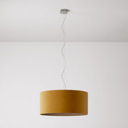 Lampada a sospensione con paralume in tessuto Cilindro Large - Made in Italy - Lana Senape No