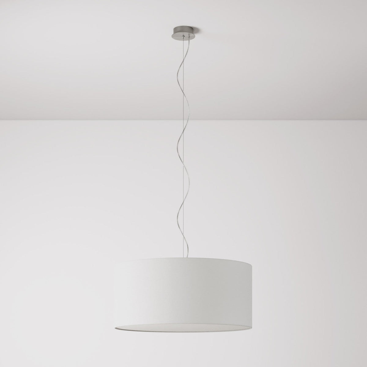 Lampada a sospensione con paralume in tessuto Cilindro Large - Made in Italy - Lino Crudo Si