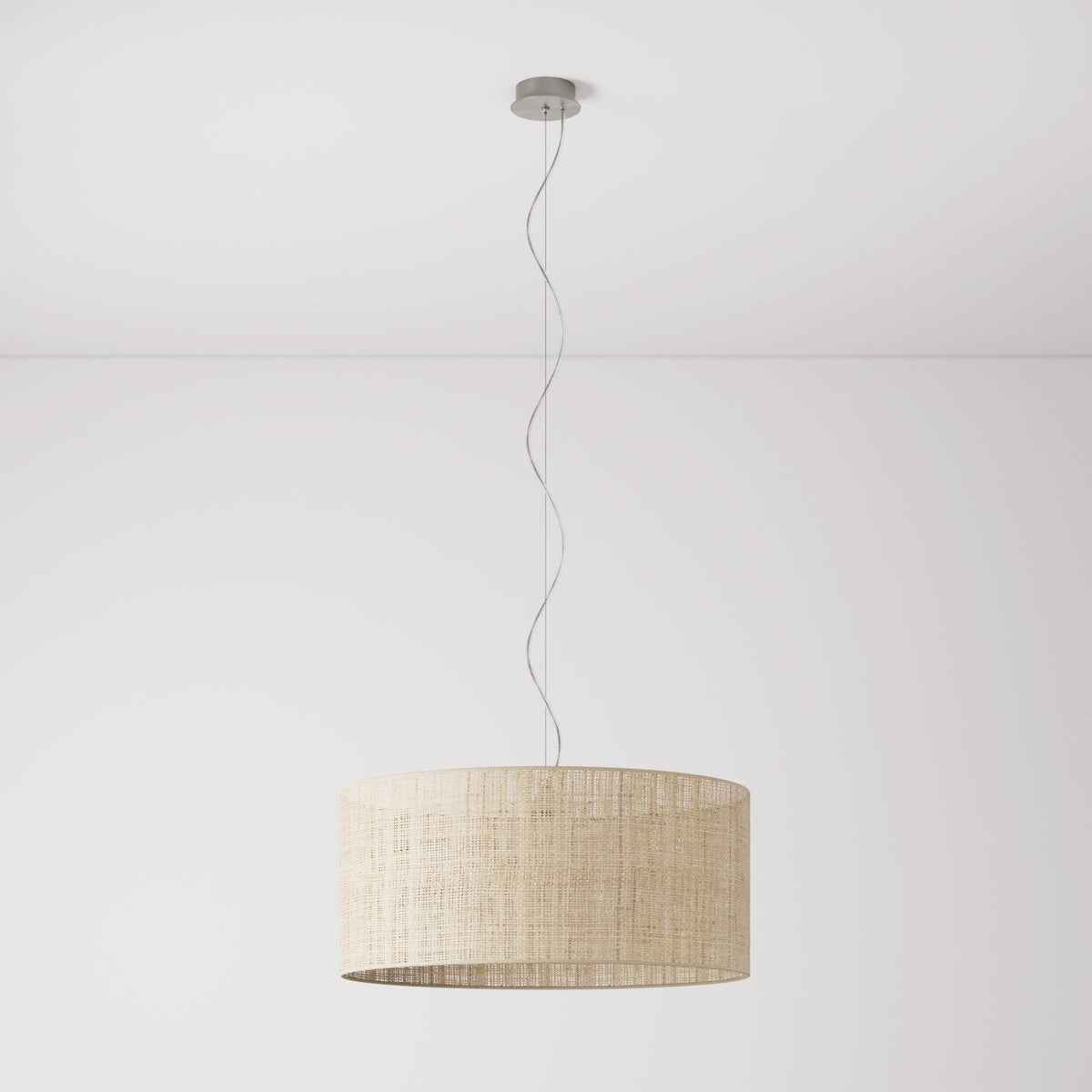 Lampada a sospensione con paralume in tessuto Cilindro Large - Made in Italy - Raphia No