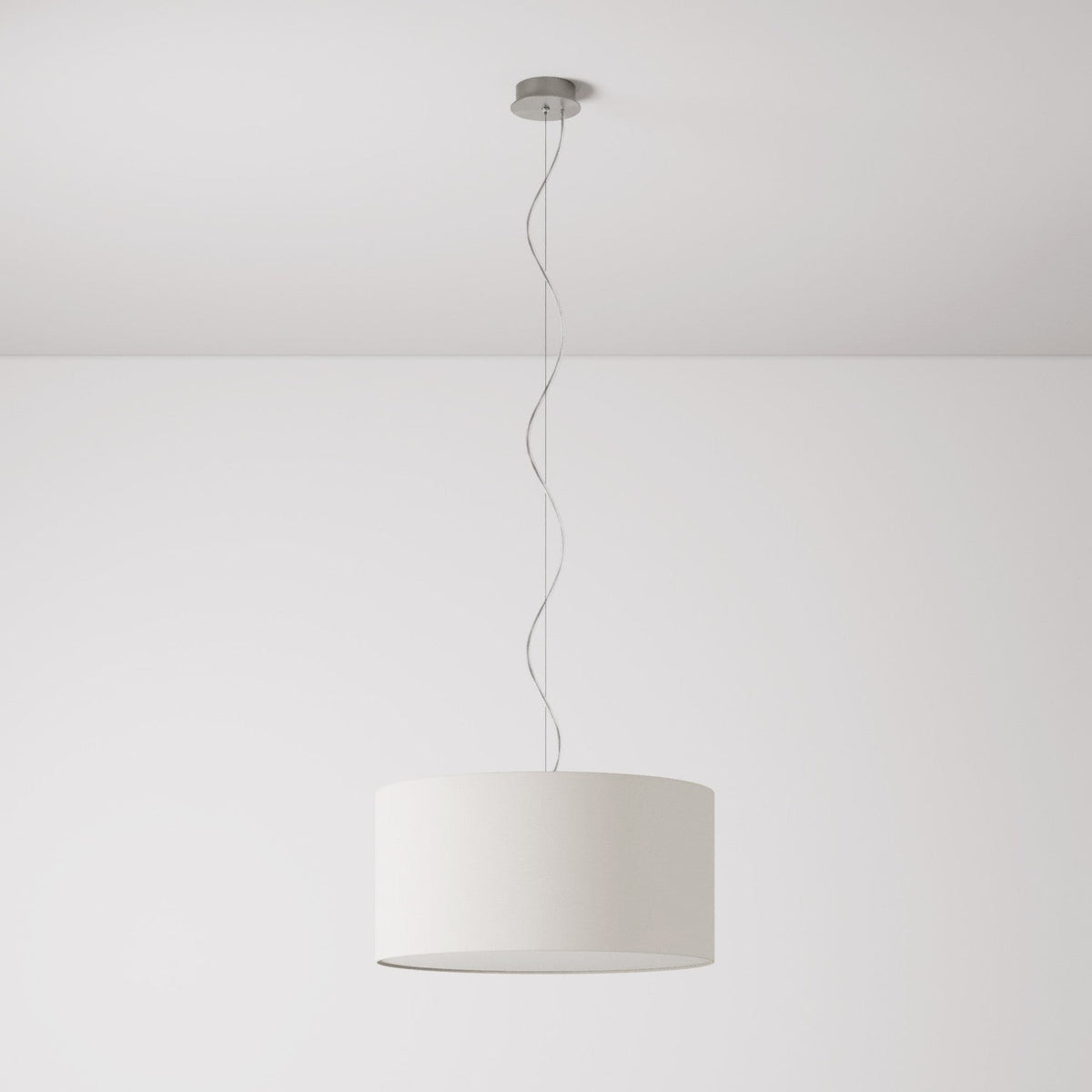 Lampada a sospensione con paralume in tessuto Cilindro Medium Arenal sabbia - Made in Italy Si