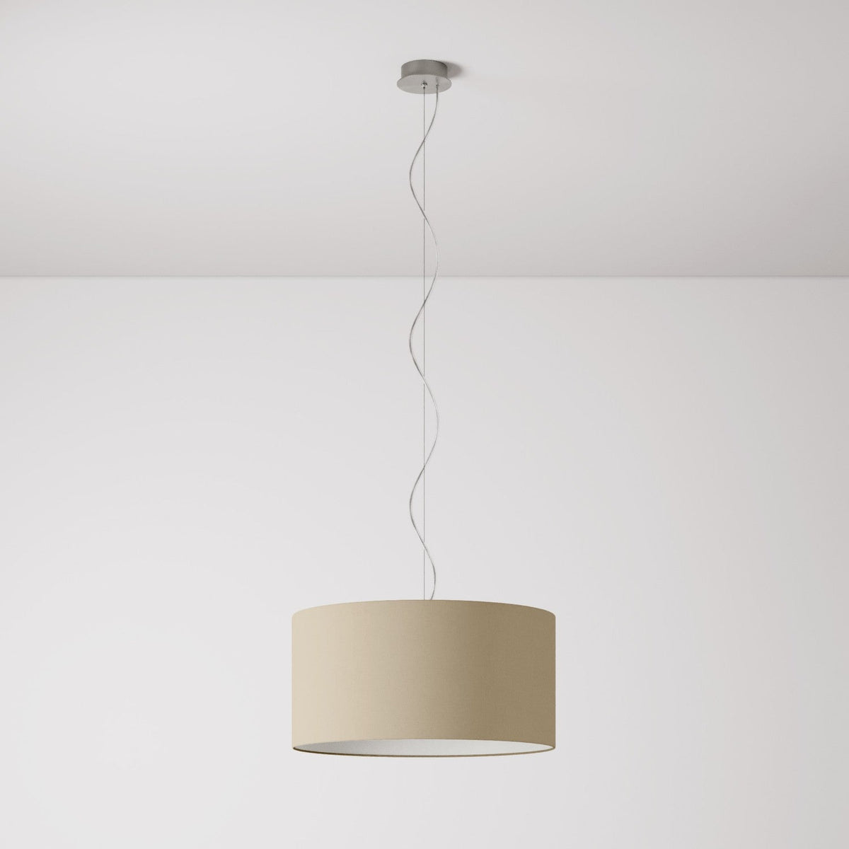 Lampada a sospensione con paralume in tessuto Cilindro Medium Arenal tortora - Made in Italy No