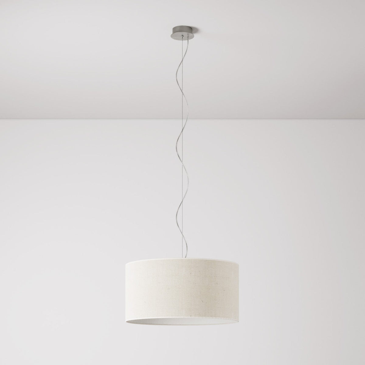 Lampada a sospensione con paralume in tessuto Cilindro Medium Juta chiara - Made in Italy No