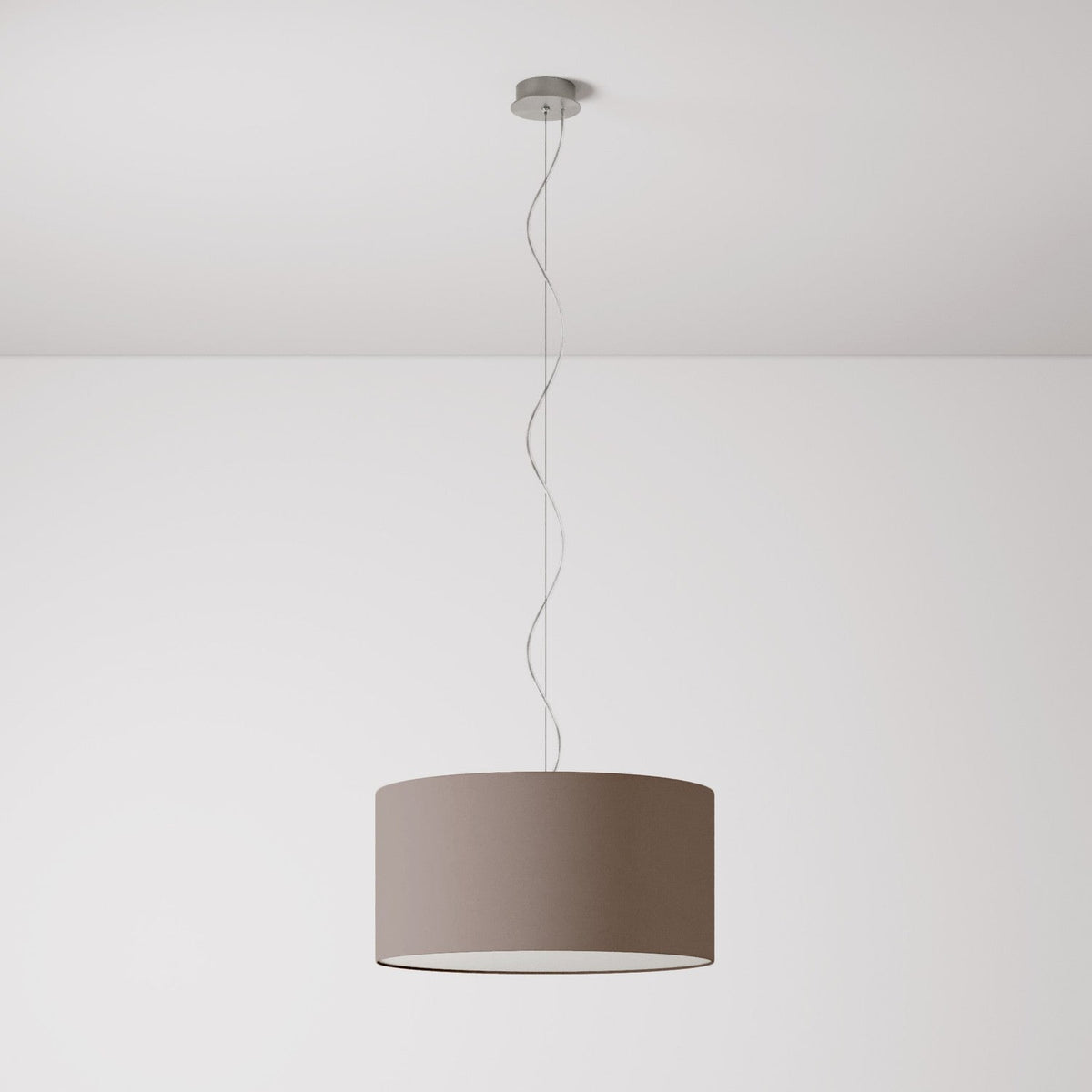 Lampada a sospensione con paralume in tessuto Cilindro Medium - Made in Italy - Arenal Cenere Si