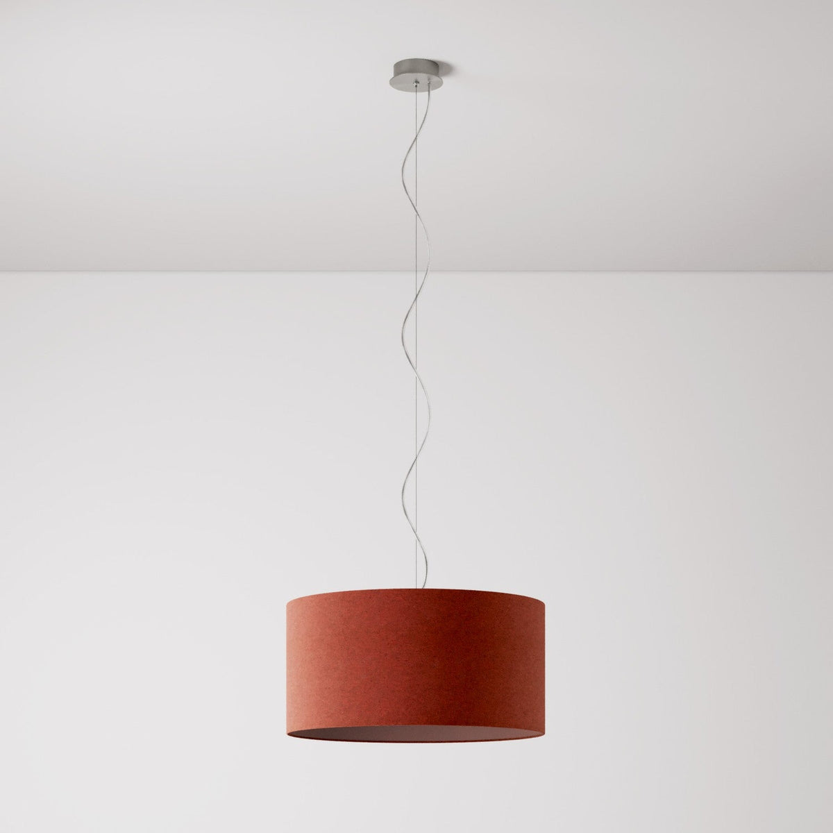 Lampada a sospensione con paralume in tessuto Cilindro Medium - Made in Italy - Lana Aragosta No
