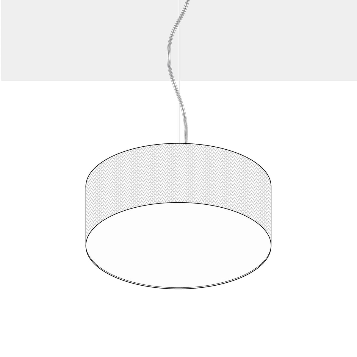 Lampada a sospensione con paralume in tessuto Cilindro Medium - Made in Italy - Teletta Grigio Scuro Si