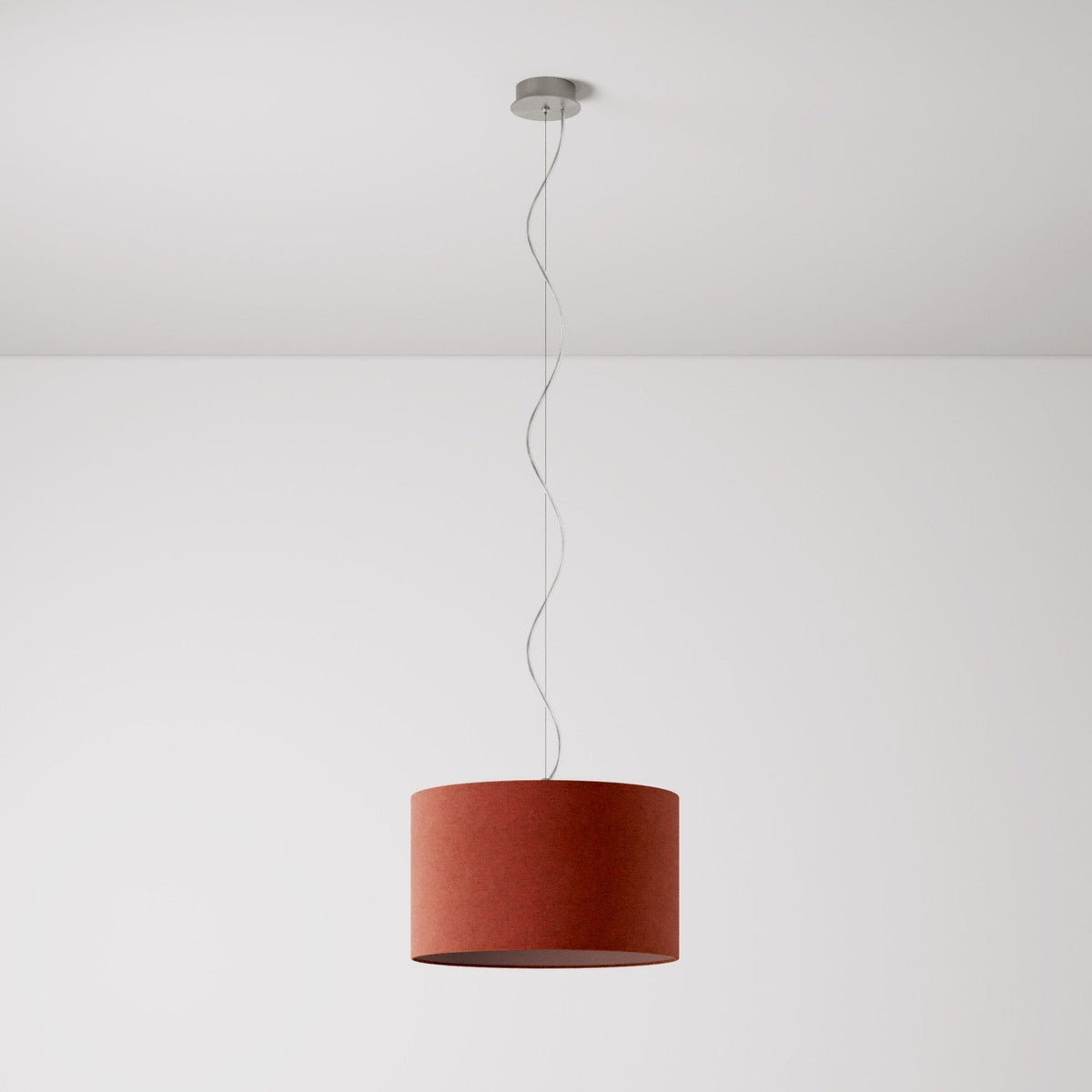Lampada a sospensione con paralume in tessuto Cilindro Small - Made in Italy - Lana Aragosta No