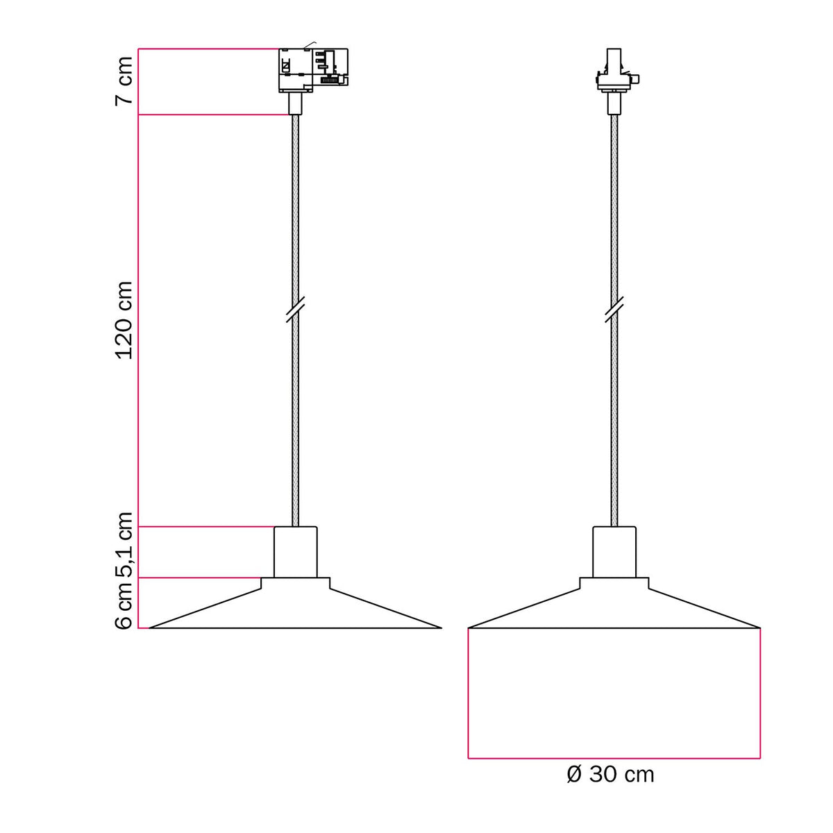 Lampada a sospensione con paralume Swing Pastel per sistemi a binari - Blu carta da zucchero
