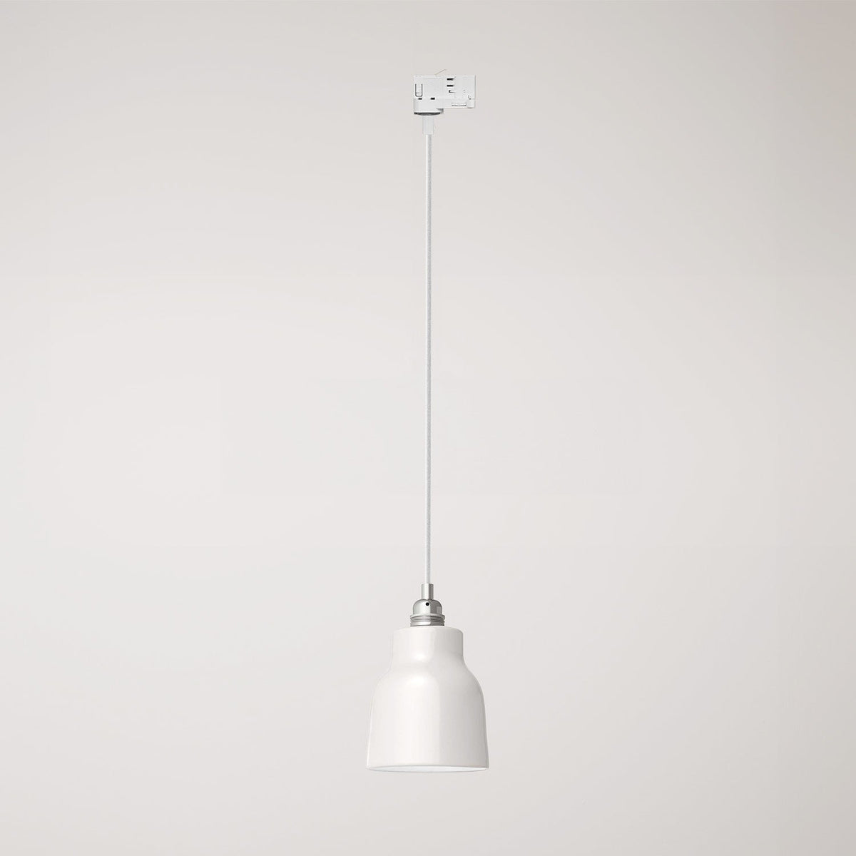 Lampada a sospensione con paralume Vaso e adattatore per binari - Bianco lucido