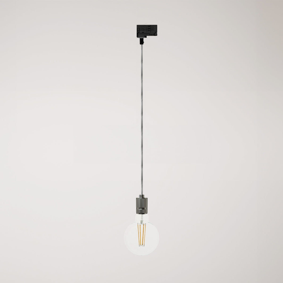 Lampada a sospensione con portalampada in alluminio zigrinato per binari - Titanio satinato