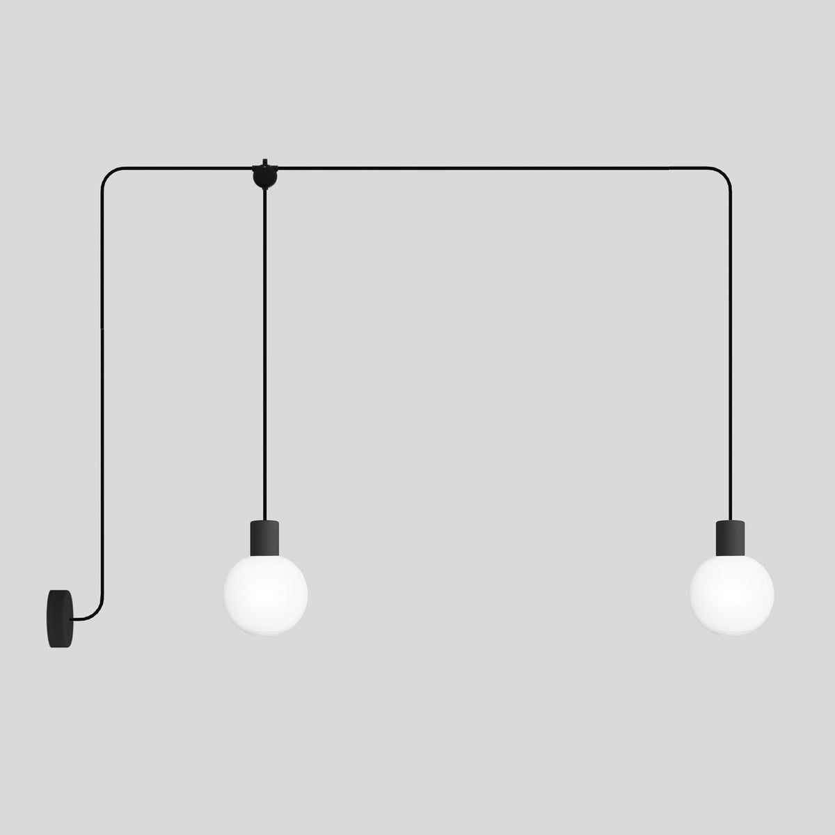Lampada a sospensione da esterno Modulair IP65 a 2 cadute con paralumi infrangibili Unbreak-a-Ball - Nero