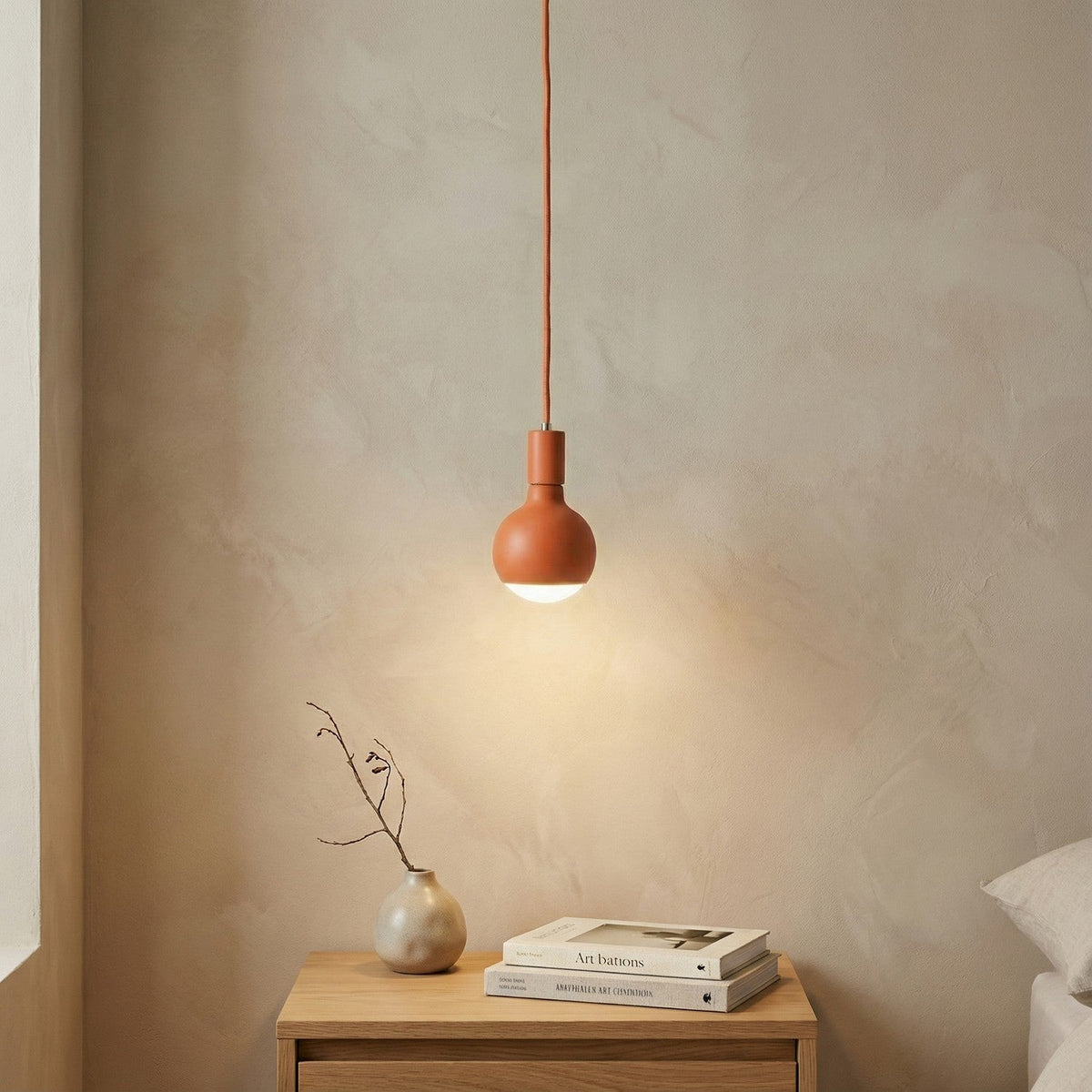 Lampada a sospensione Filotto Metallico con lampadina Lucia - Arancione