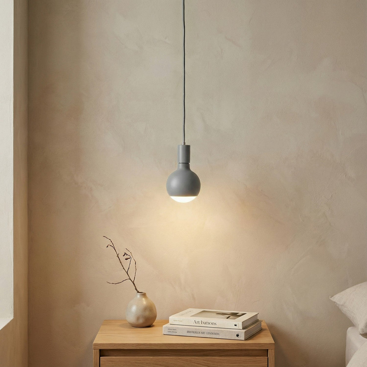 Lampada a sospensione Filotto Metallico con lampadina Lucia - Grigio