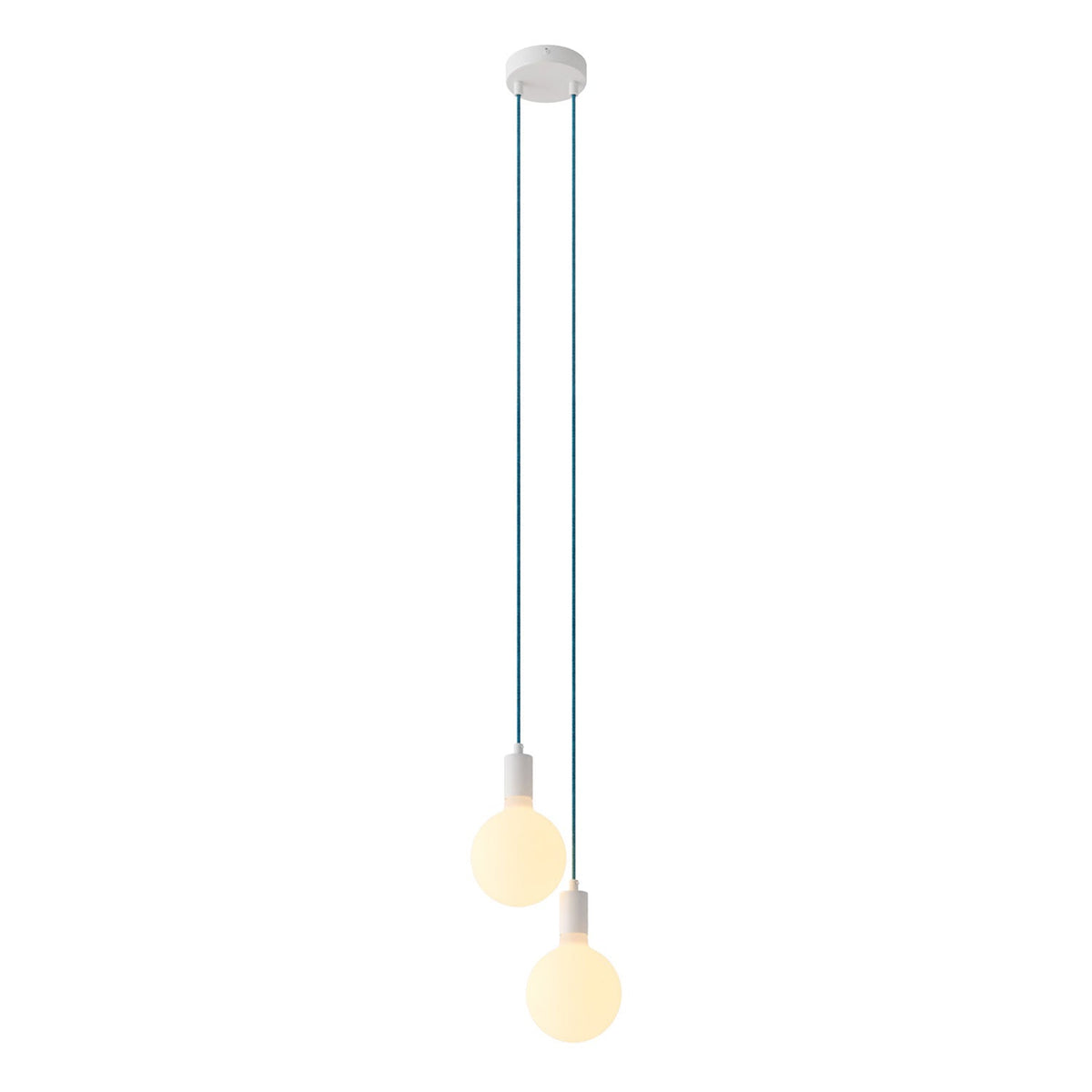 Lampada a sospensione multipla a 2 cadute con finiture in metallo - Bianco