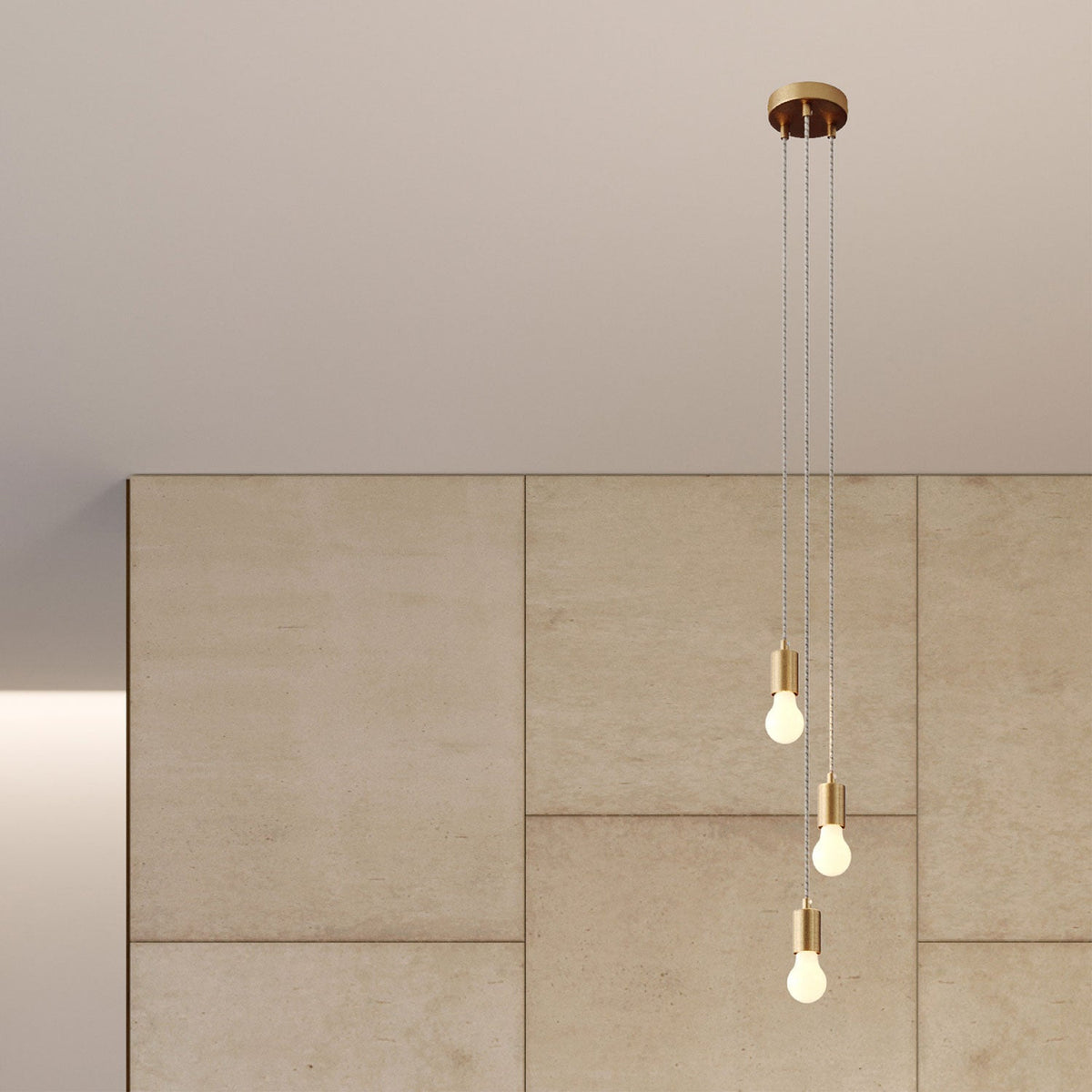 Lampada a sospensione multipla a 3 cadute con finiture in metallo - Bronzo satinato