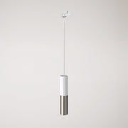Lampada a sospensione per binari con doppio paralume Tub-E14 - Bianco e Titanio satinato