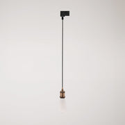 Lampada a sospensione vintage per binari con cavo trecciato - Rame satinato