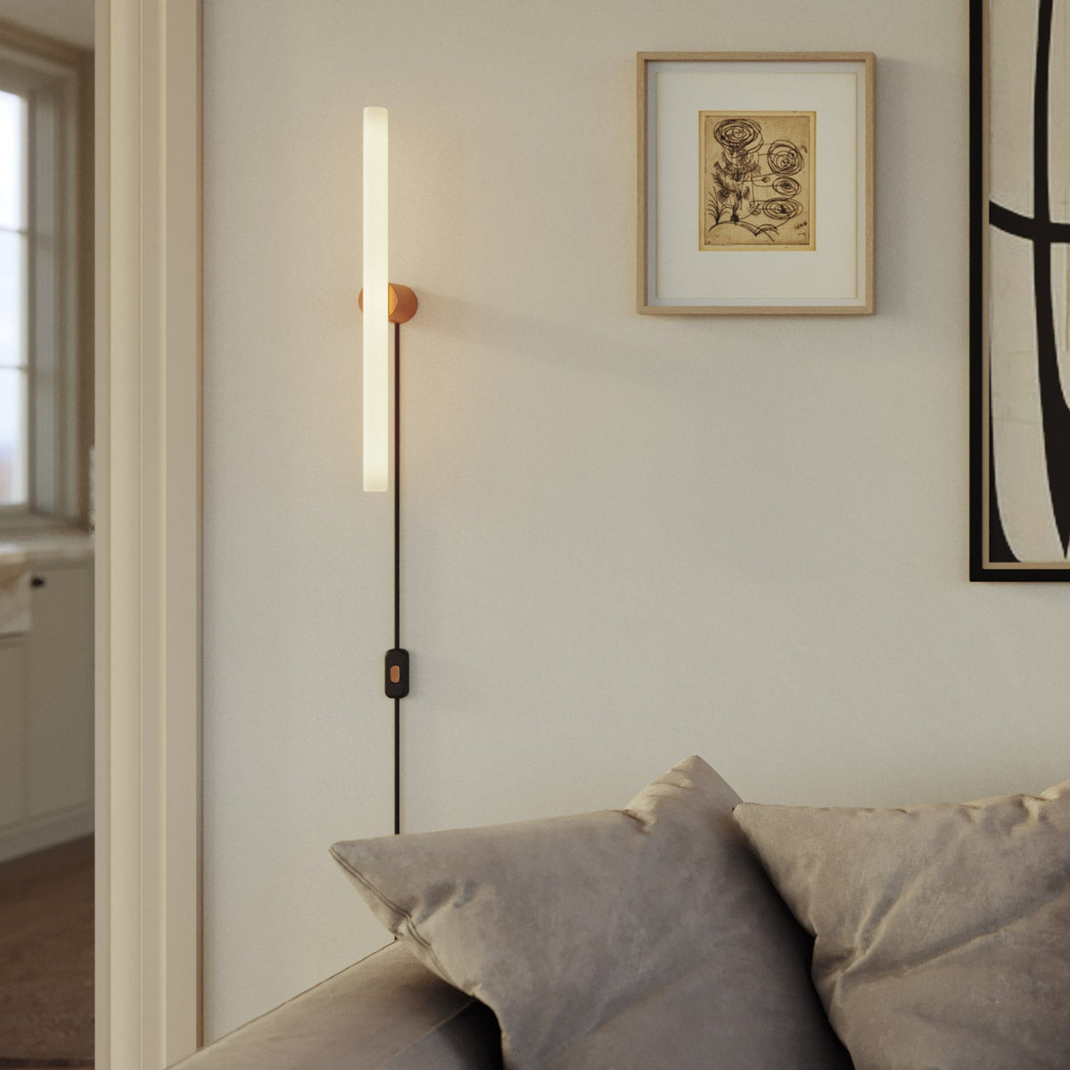 Lampada con spina con finitura metallica e lampadina LED lineare S14d - Rame satinato