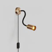 Lampada con spina e braccio snodabile, faretto Spotlight GU10 Bispot - Bronzo satinato / Nero