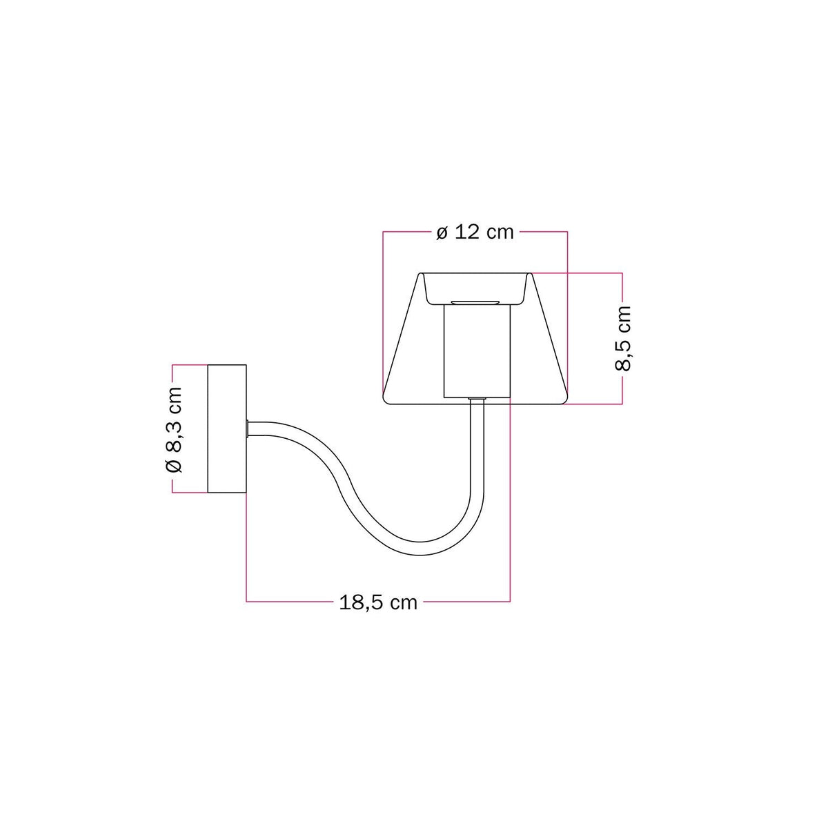 Lampada da parete Fermaluce G07 con estensione a S - Bronzo Satinato