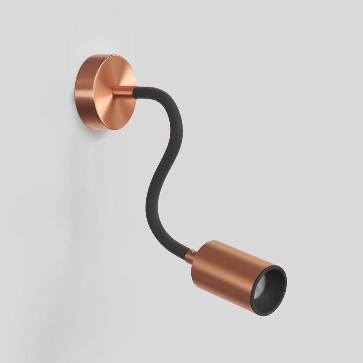 Lampada da parete o soffitto con faretto GU10 Bispot e braccio orientabile Flex 30 cm - Rame satinato / Nero Si No