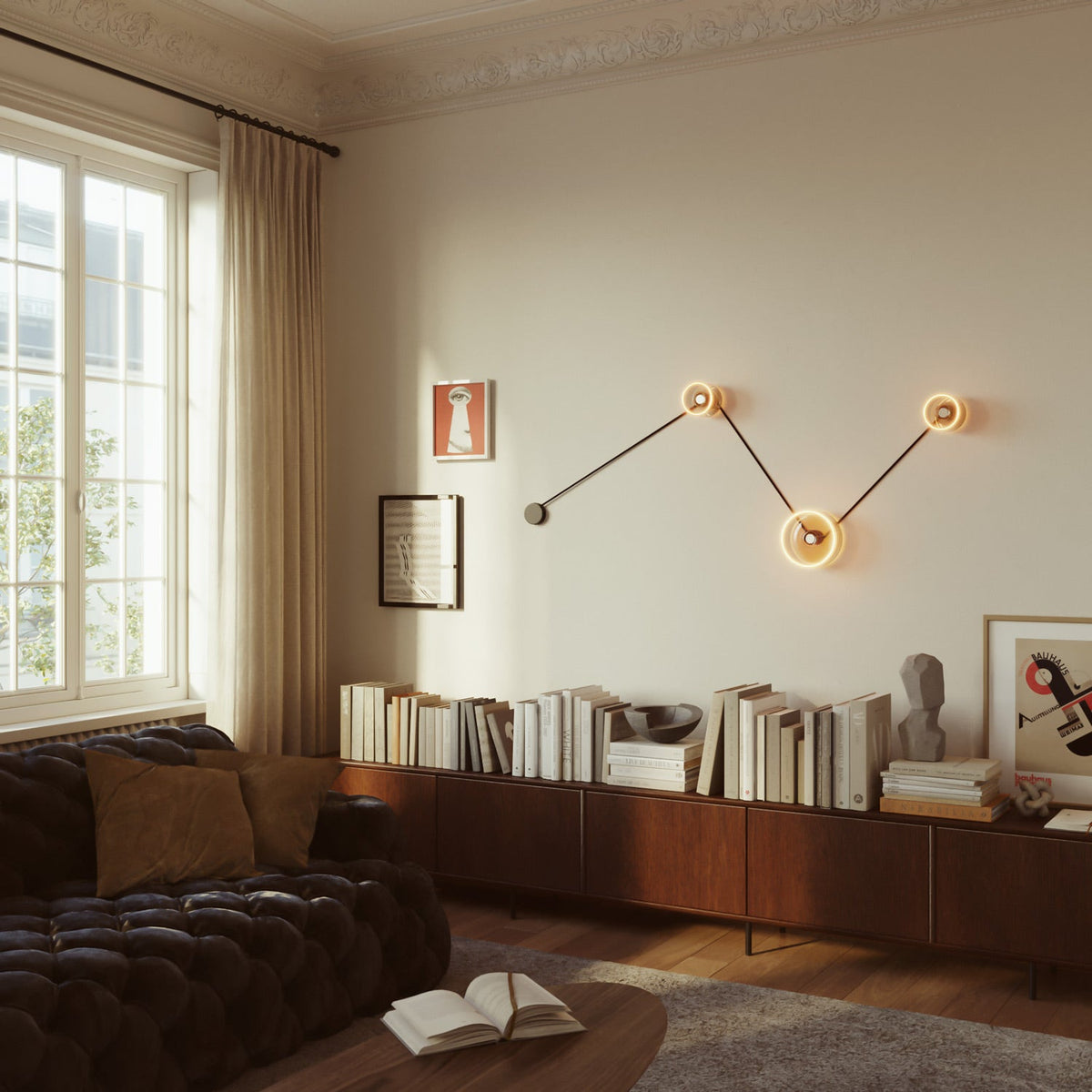 Lampada da parete Spostaluce con 3 lampadine Ghost e cavo nero