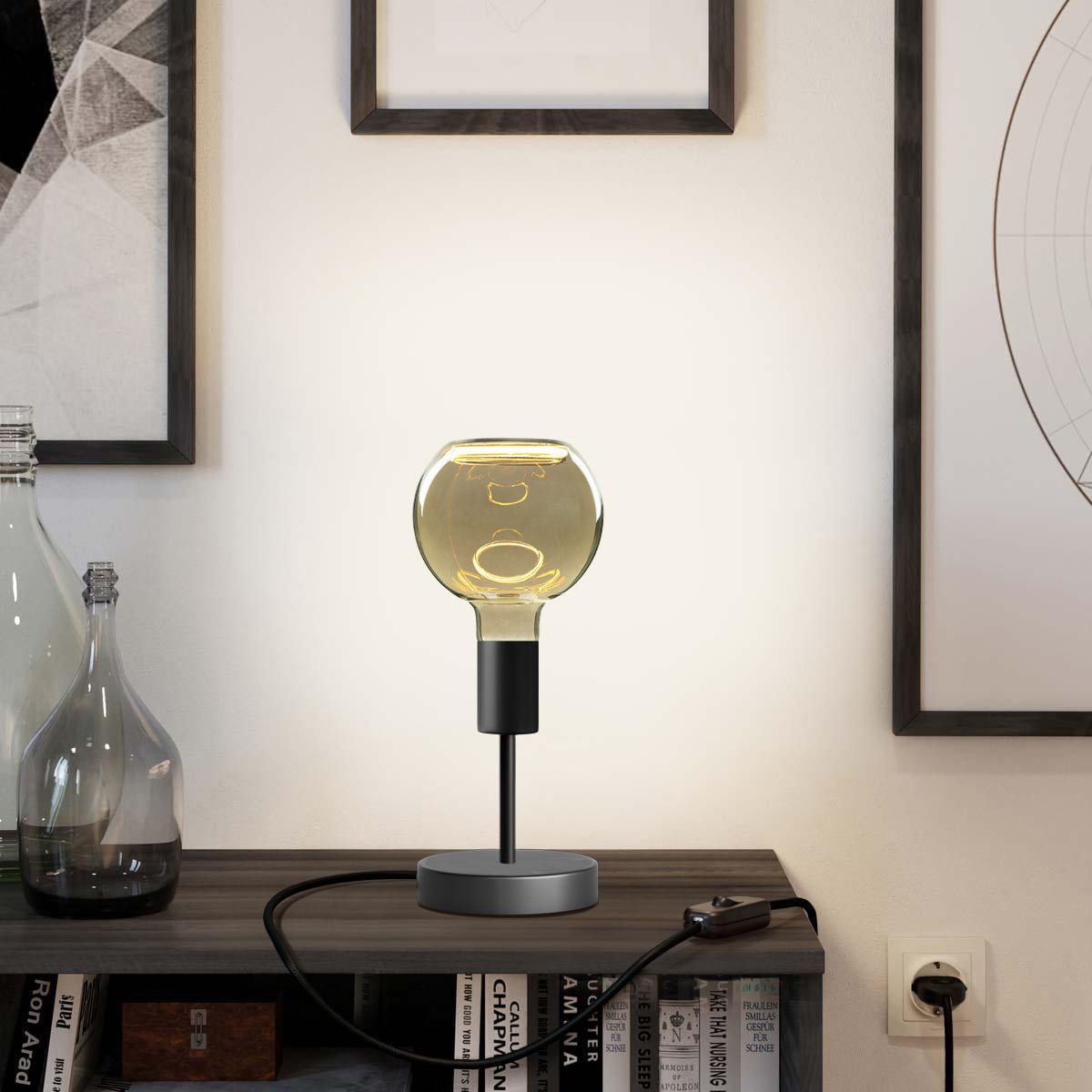 Lampada da tavolo Alzaluce Globo Ghost in metallo - Nero opaco Interruttore