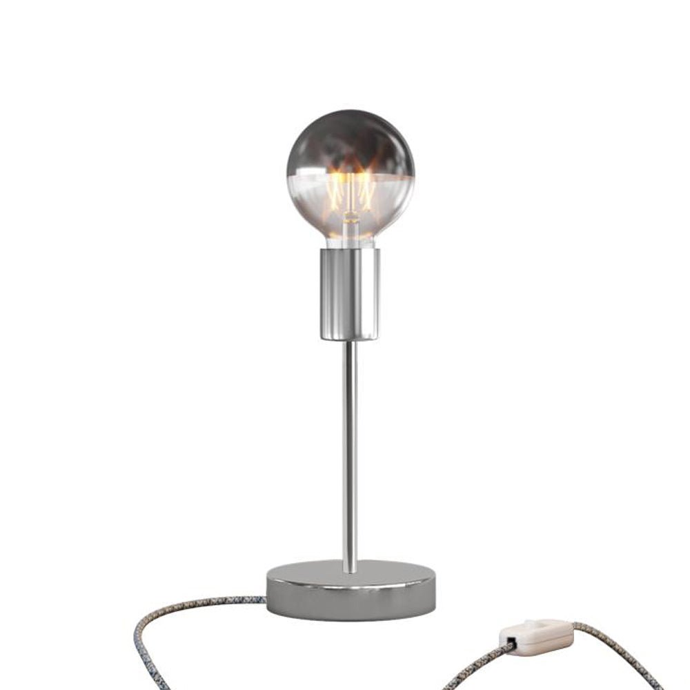 Lampada da tavolo Alzaluce Half Cup in metallo - Cromo Interruttore