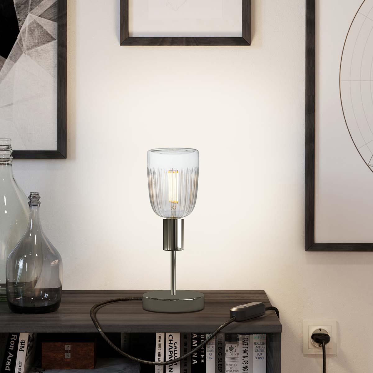 Lampada da tavolo Alzaluce Tiche in metallo - Nero perla Dimmer
