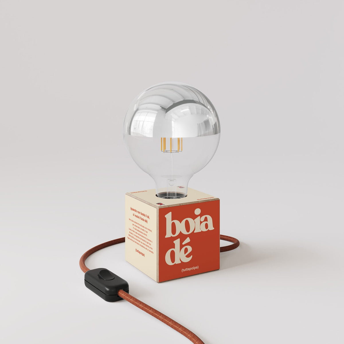 Lampada da tavolo Cubetto "Boia de" con lampadina globo mezza sfera argento - Tuttapolpa