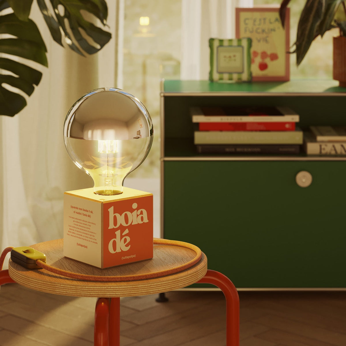 Lampada da tavolo Cubetto "Boia de" con lampadina globo mezza sfera argento - Tuttapolpa