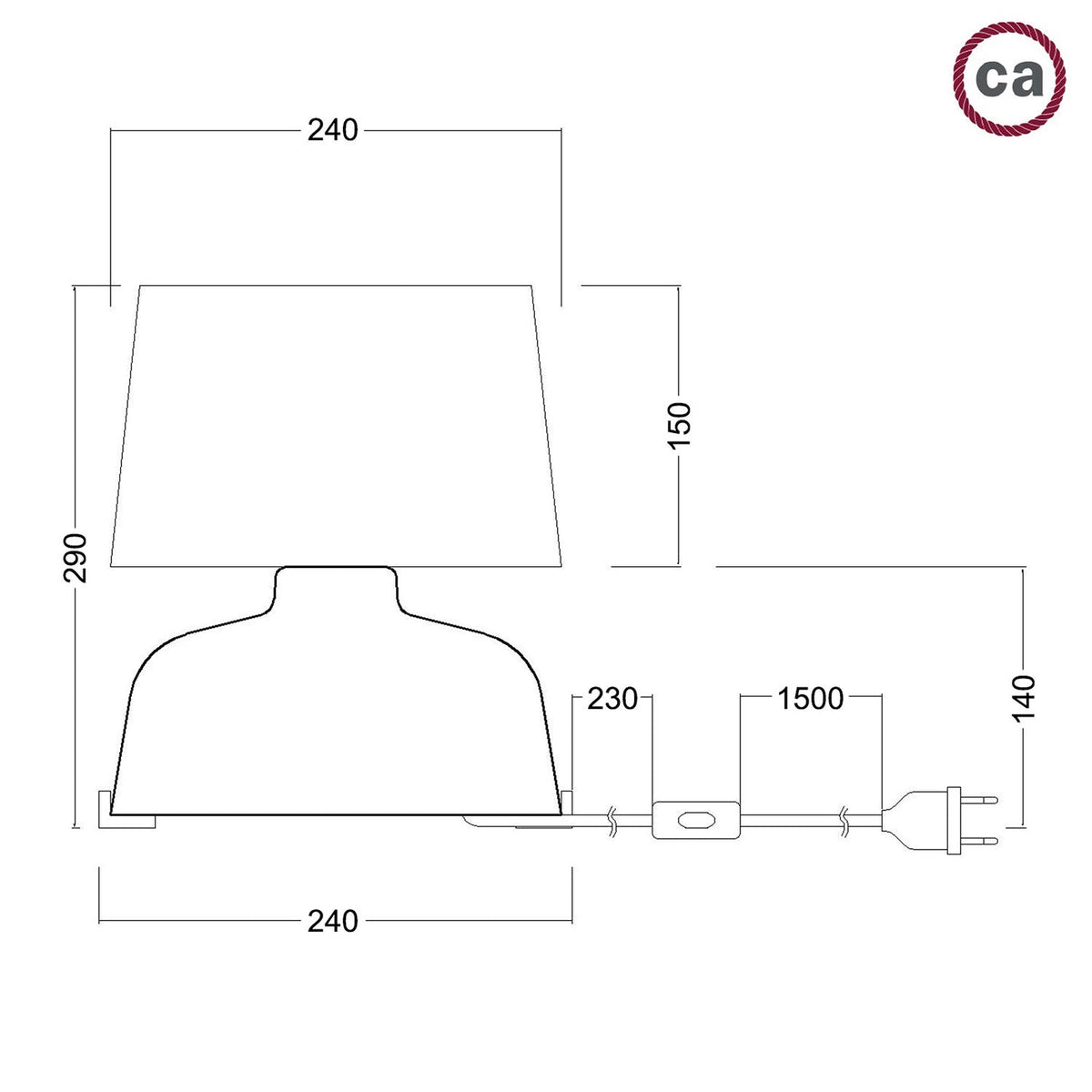 Lampada da tavolo in ceramica Coppa con paralume Athena - Bianco