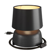 Lampada da tavolo in ceramica Coppa con paralume Athena - Nero