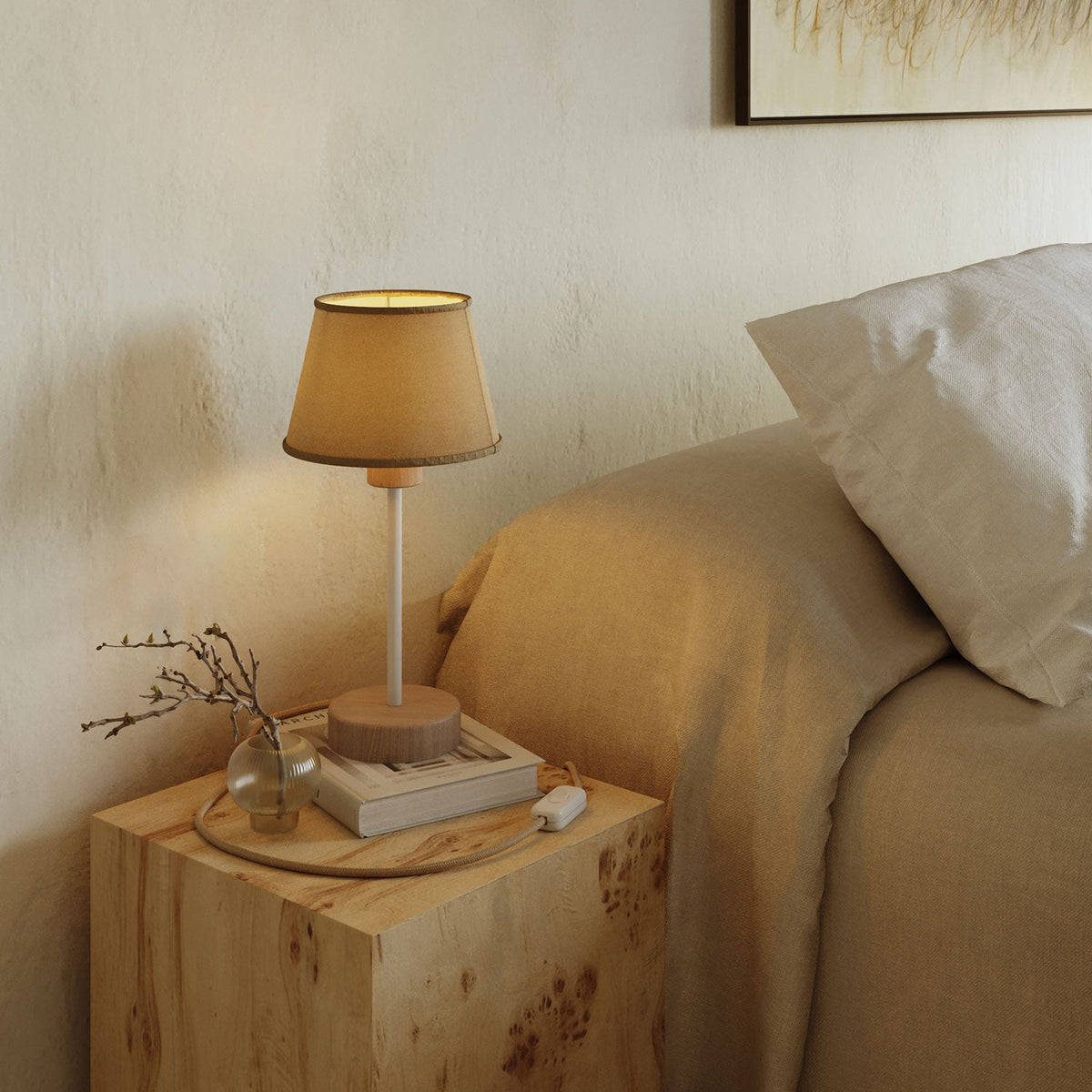 Lampada da tavolo in legno con paralume Impero - Alzaluce Wood - Neutro