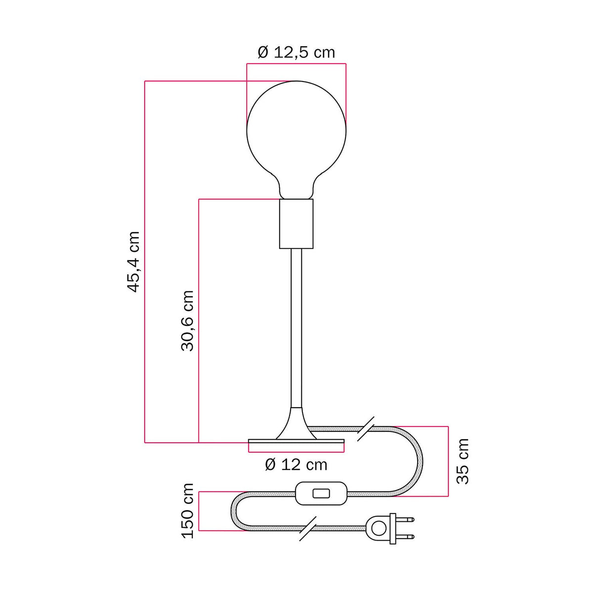 Lampada da tavolo MAG-Y con base metallica tonda - Bianco opaco