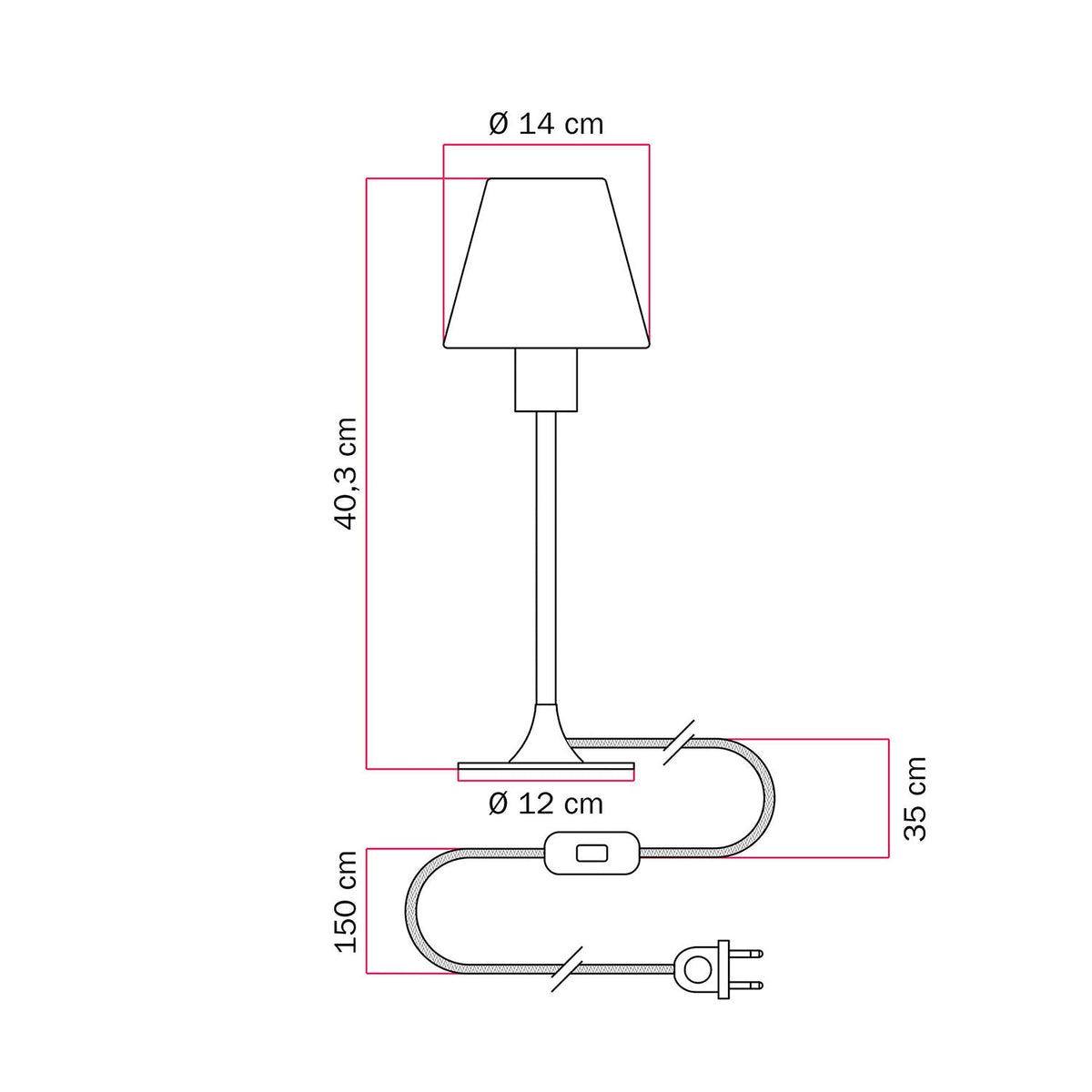 Lampada da tavolo MAG-Y con base metallica tonda e paralume - Bianco opaco