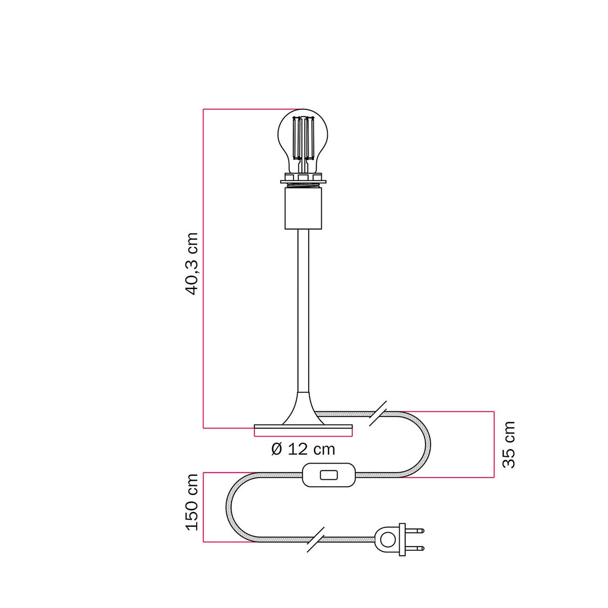 Lampada da tavolo MAG-Y con base metallica tonda e predisposizione per paralume - Bianco opaco